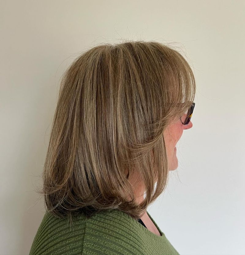 Soft Layered Lob with Curtain Bangs