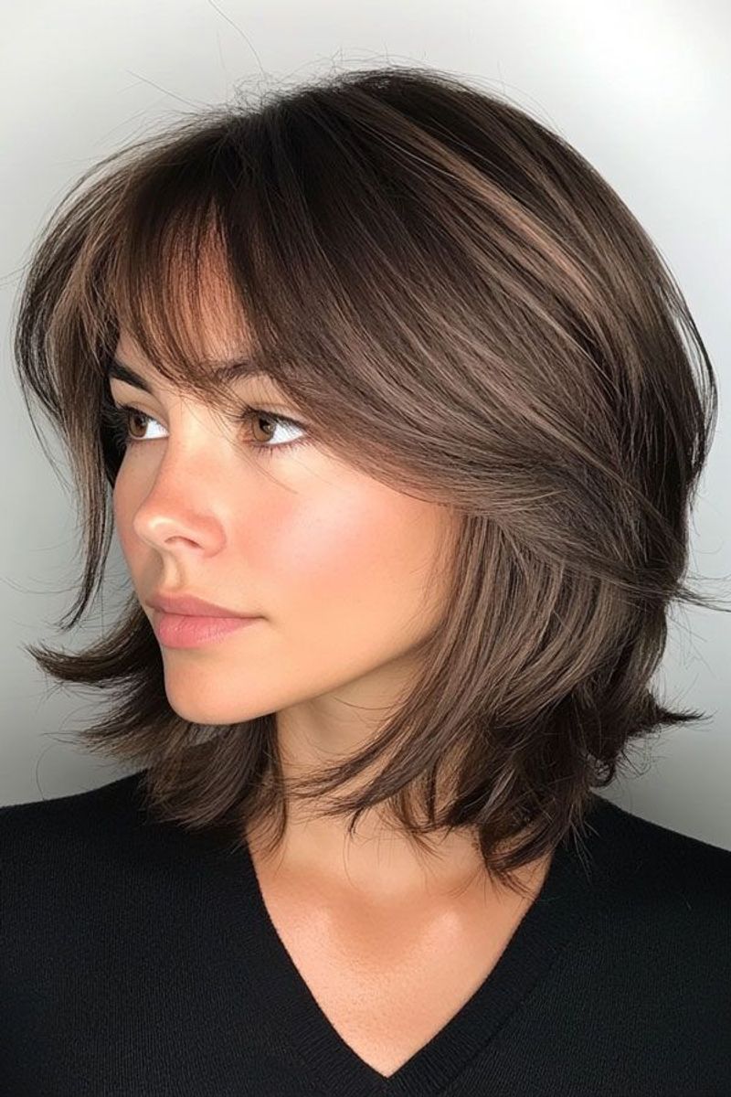 Layered Bob with Feathered Fringe