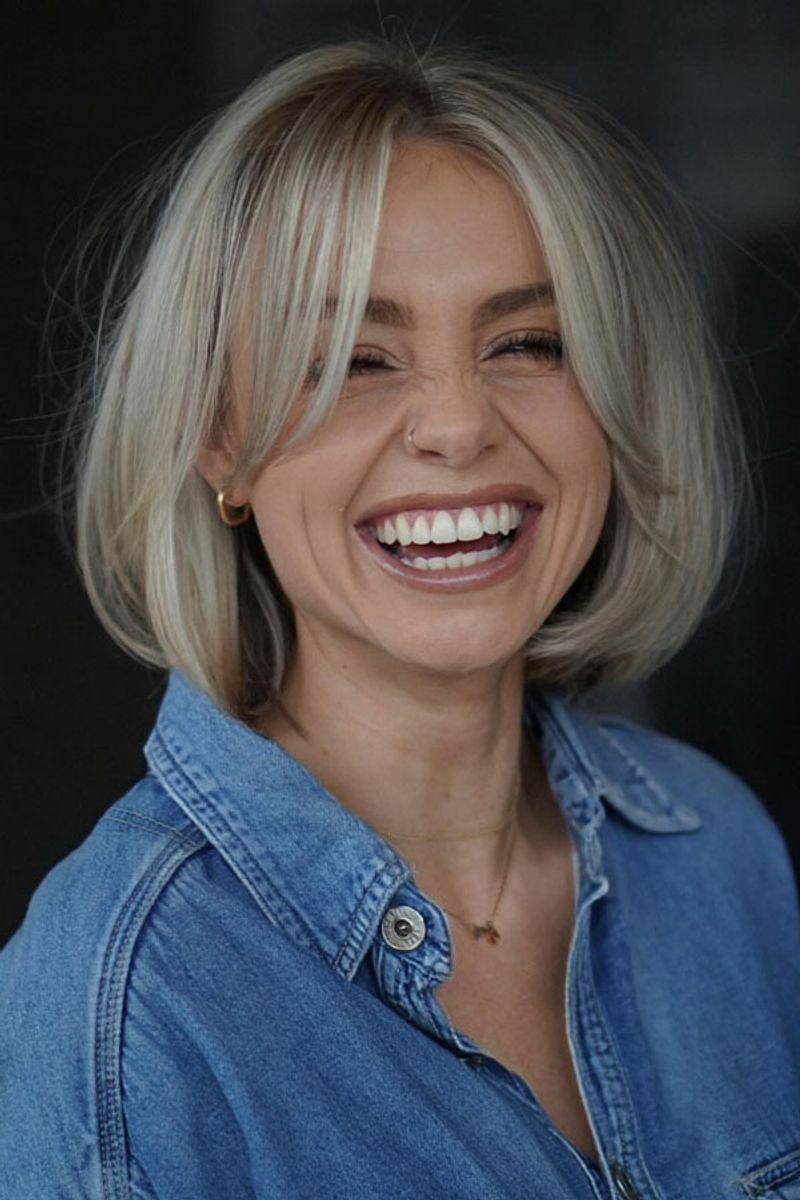 Chin-Length Blunt Cut with Curtain Bangs