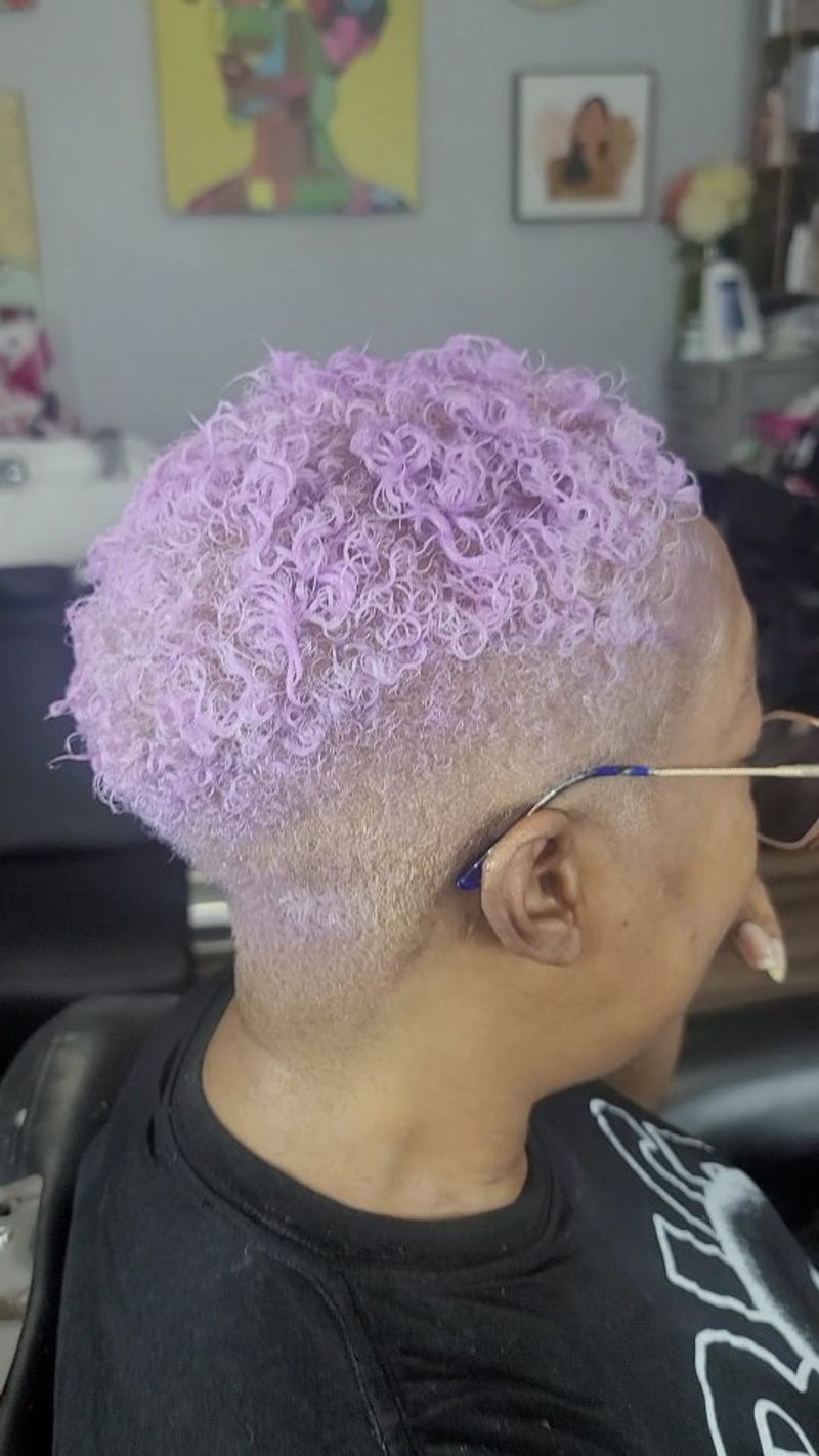 Curly Pixie with Tapered Sides
