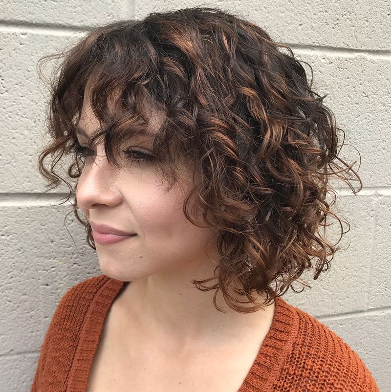 Layered Curly Shag Bob