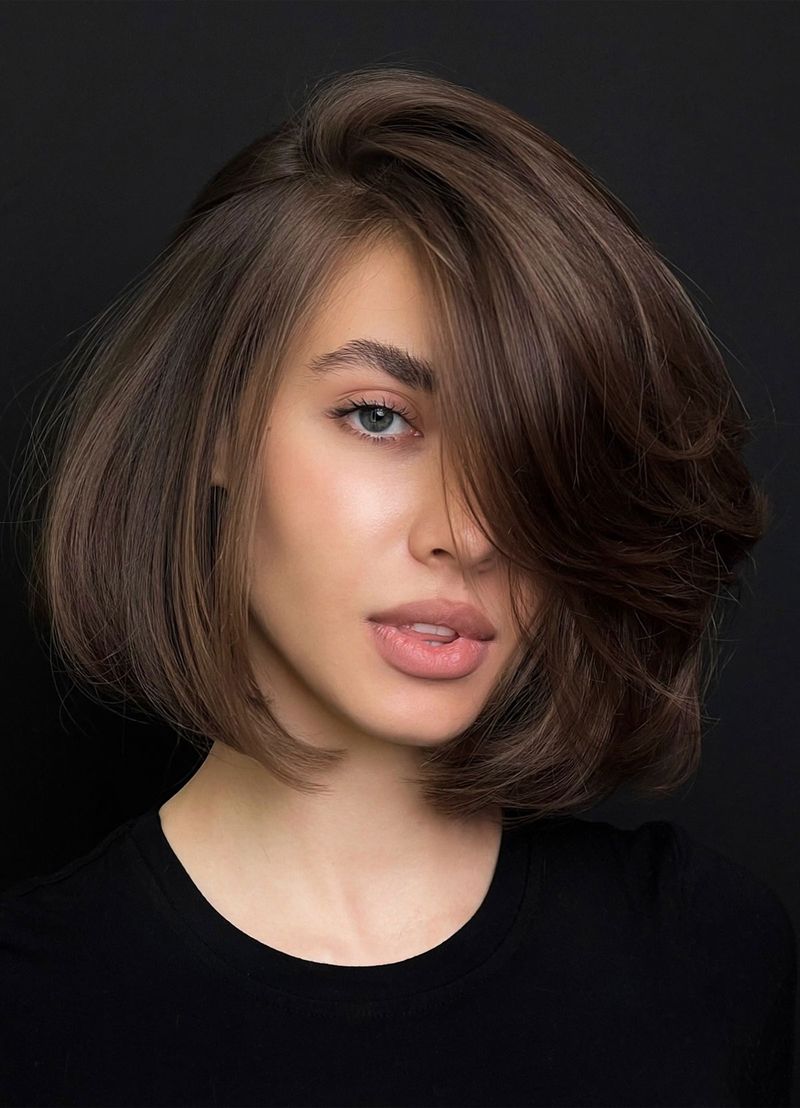 Blunt Cut with Deep Side Part