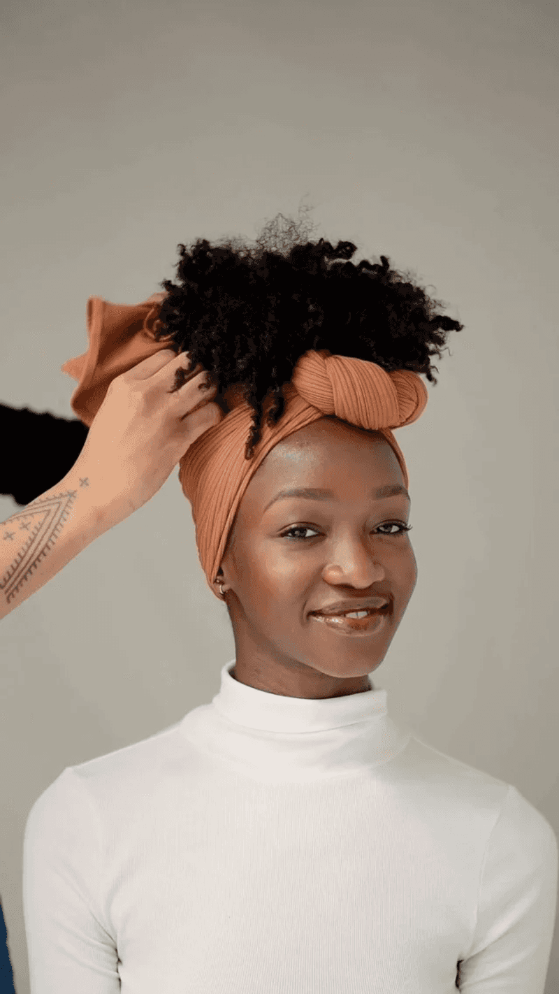 Pineapple Updo with Scarf Wrap