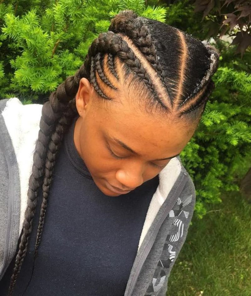 Ghana Braids with Middle Part