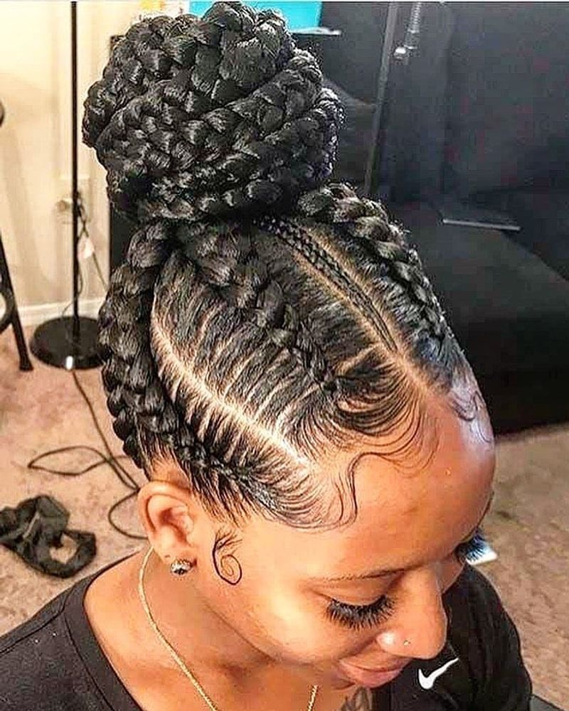 Braided Bun Ghana Braids