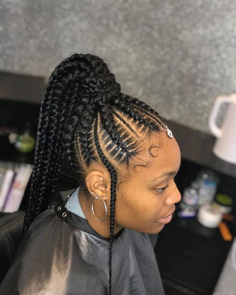 Feed-In Ponytail Ghana Braids