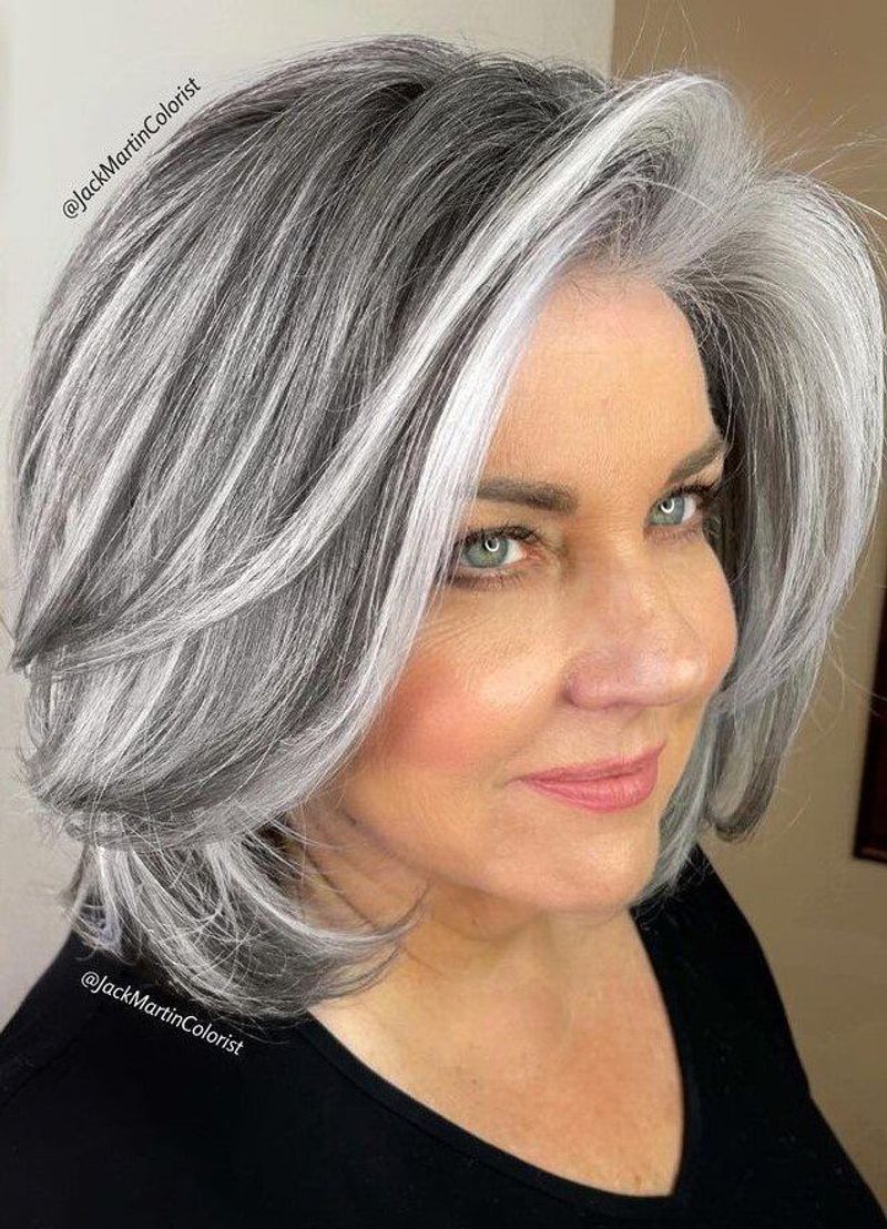 Salt-and-Pepper Shaggy Bob