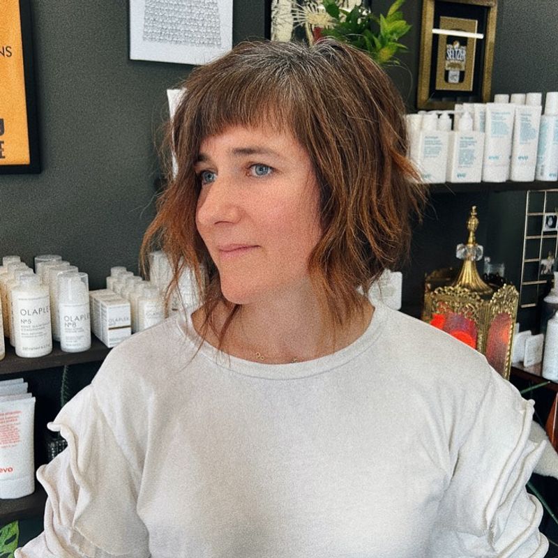 Subtle Asymmetrical Bob with Bangs