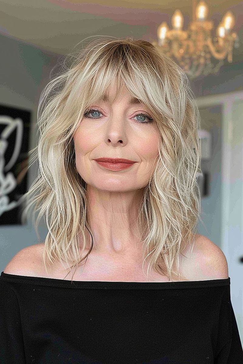 Wavy Midi Cut with Curtain Fringe