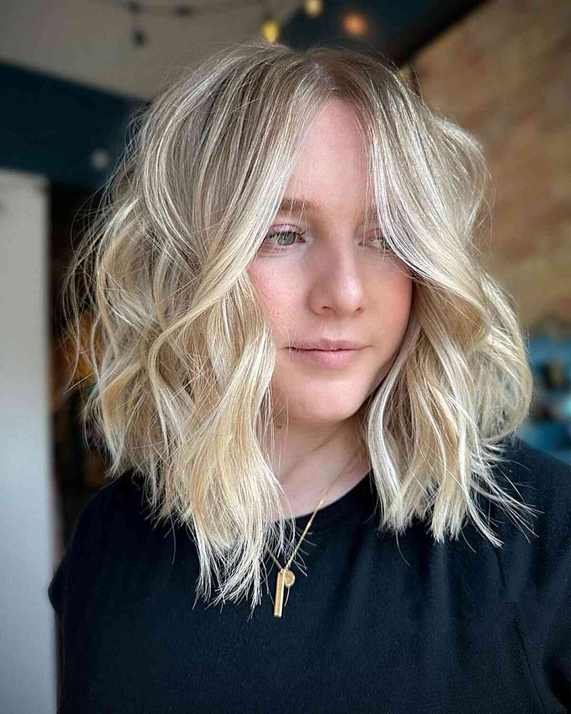 Choppy Layered Lob with Highlights