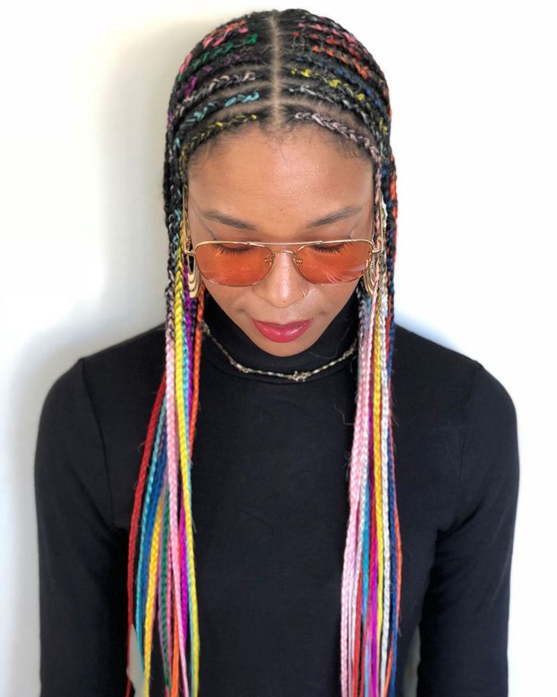 Cornrows with Colored Extensions
