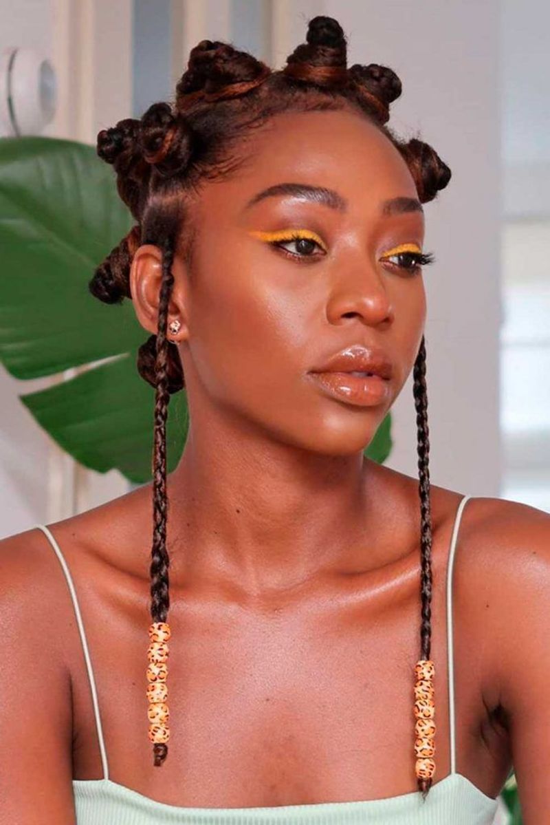 Bantu Knots with Colorful Threads