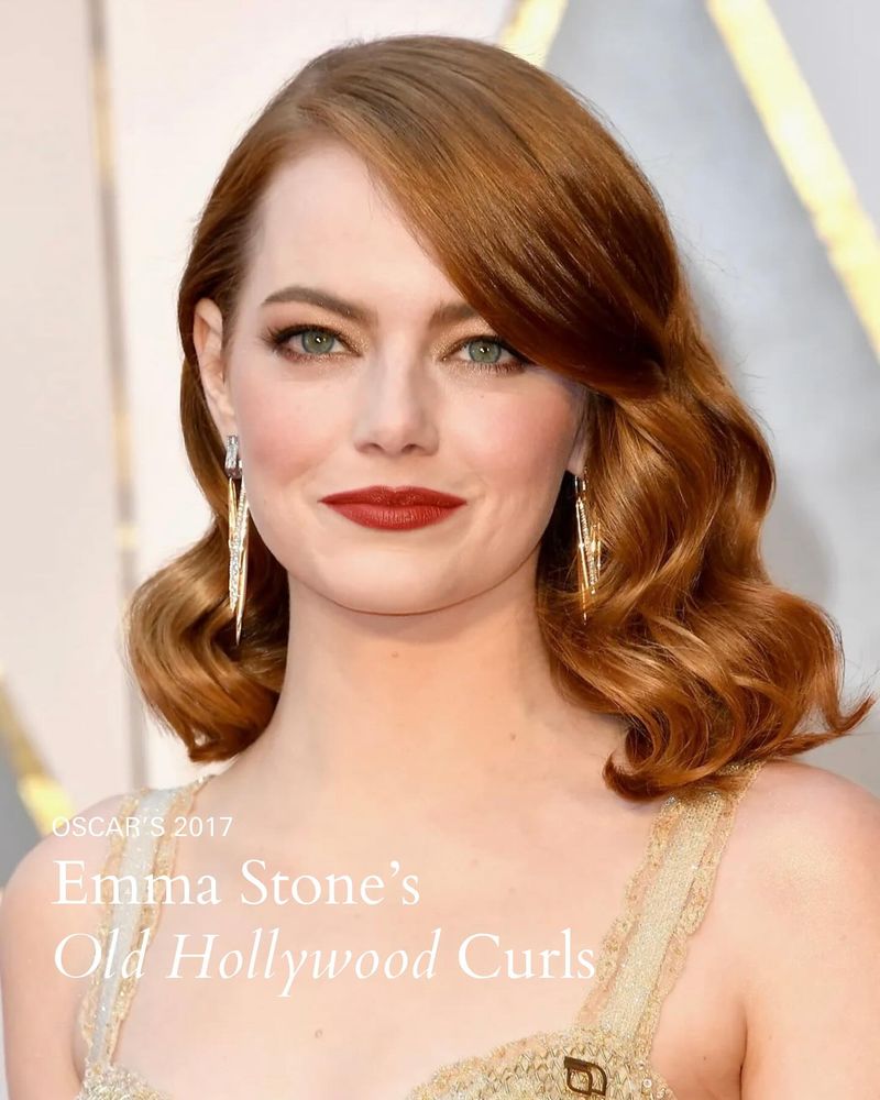 Emma Stone's Side-Swept Auburn Bob
