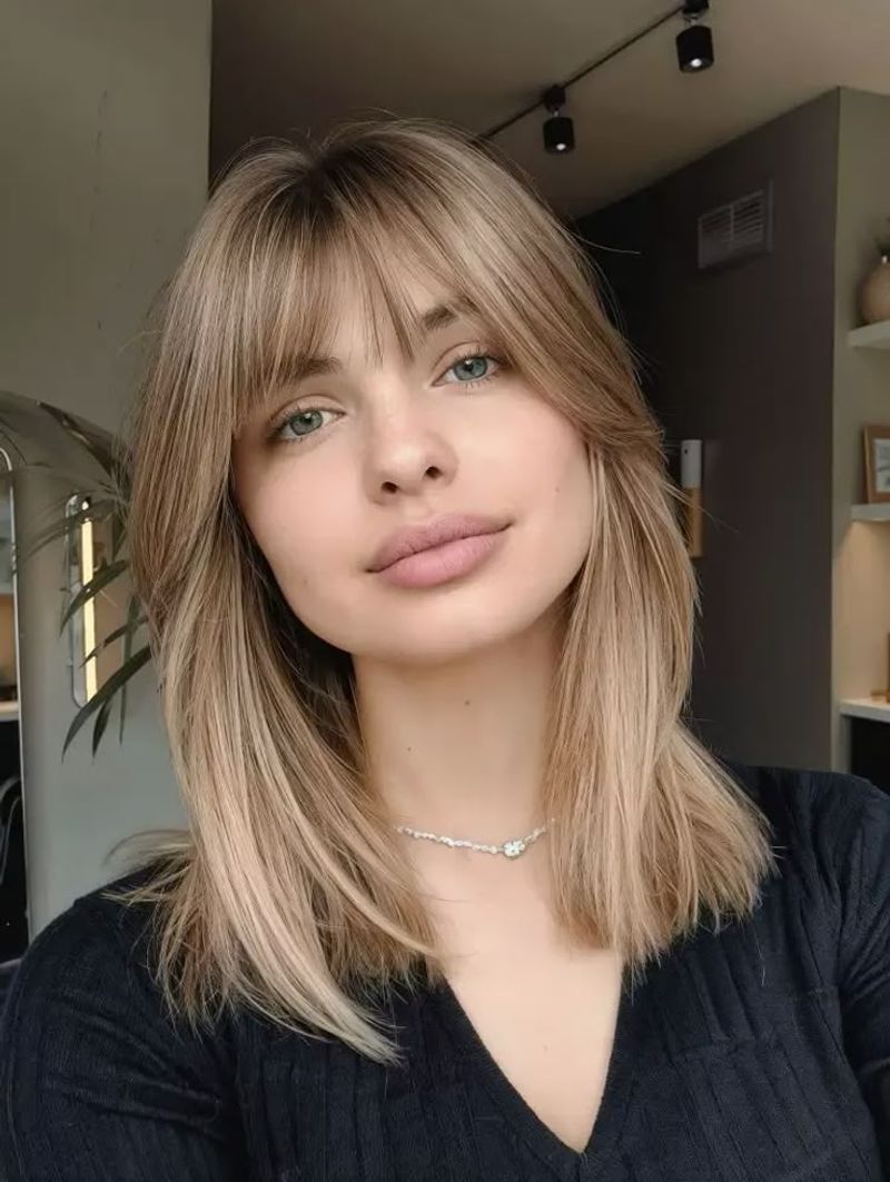 Choppy Midi Cut with Wispy Bangs