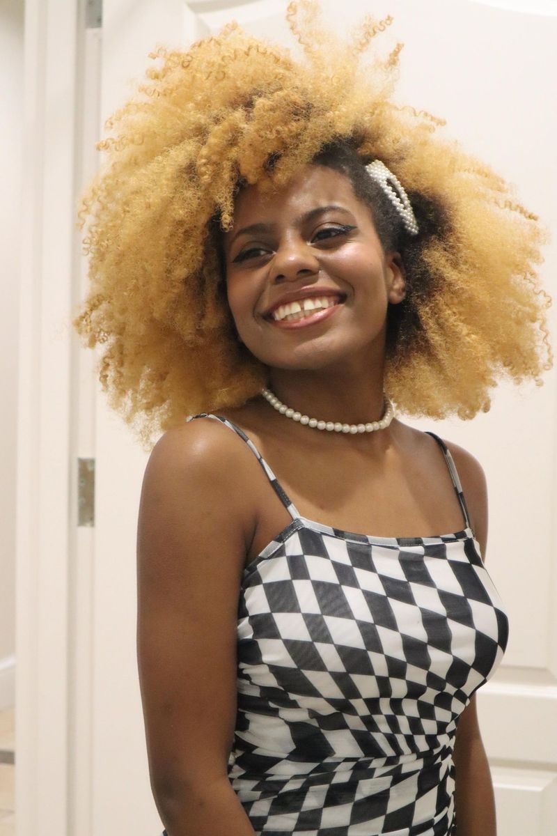 Voluminous Honey Blonde Afro