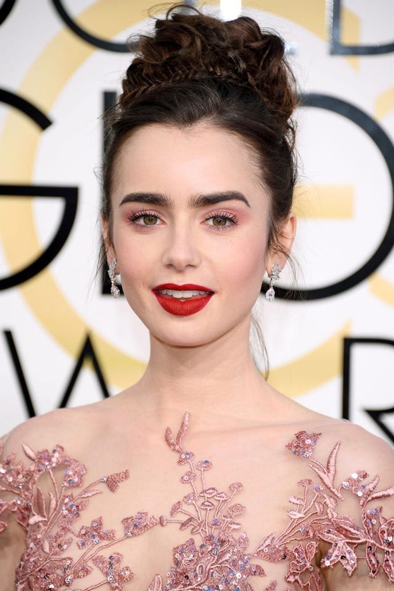 Lily Collins' Vintage-Inspired Updo