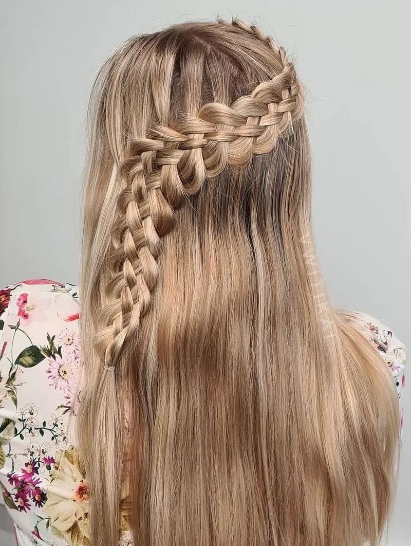 Diagonal French Braid with Loose Waves