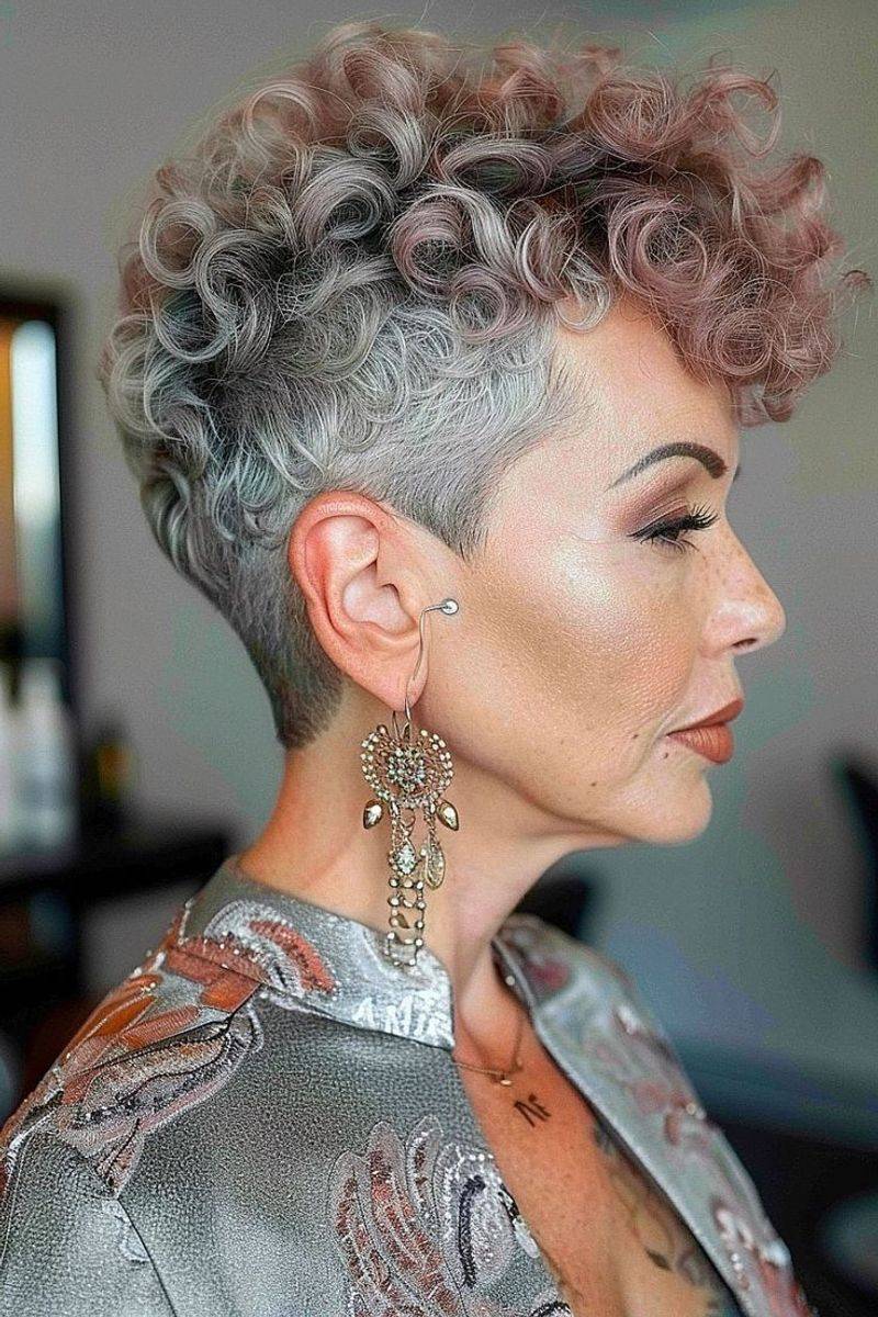 Curly Undercut with Bold Top