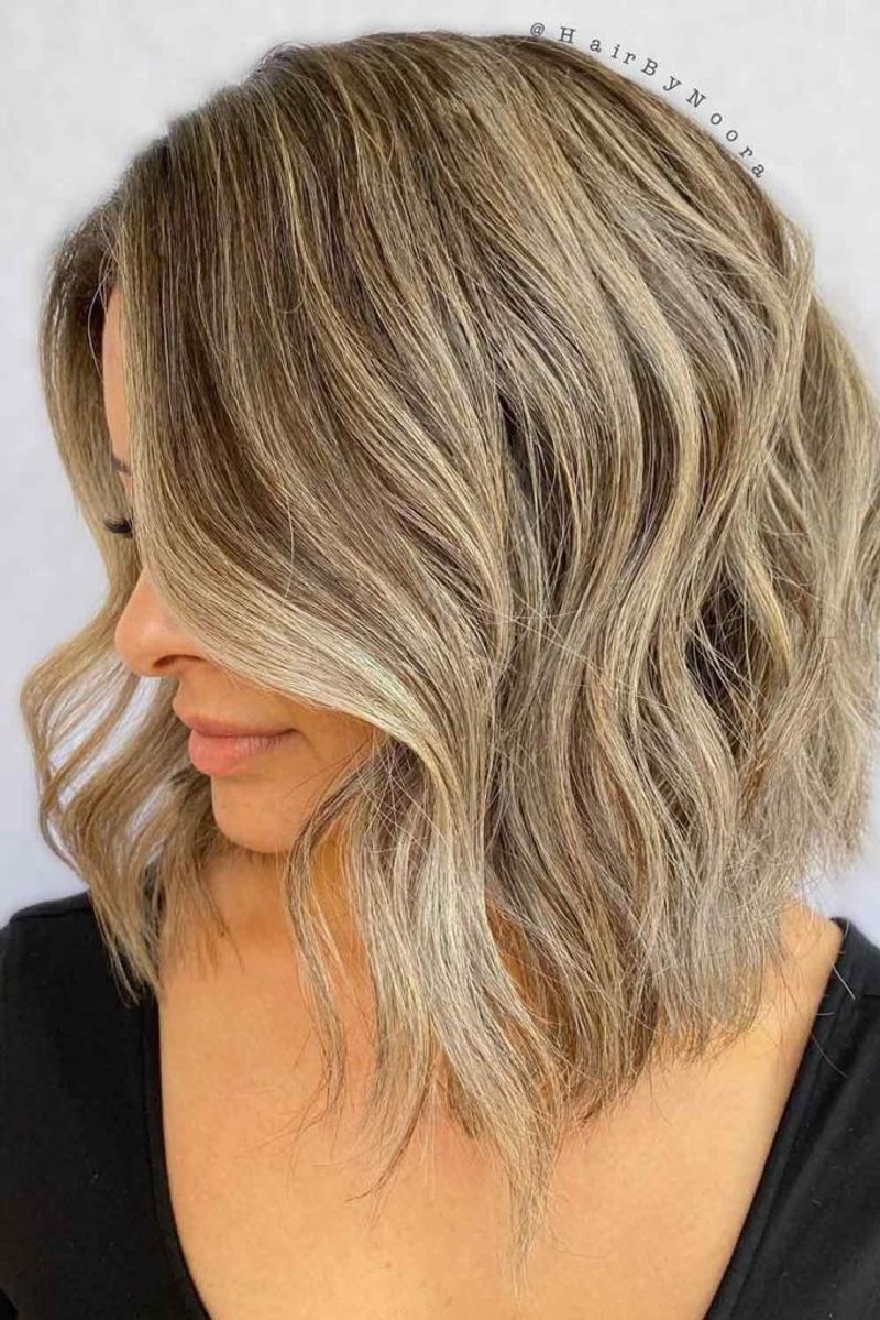 Lob ondulado com Balayage