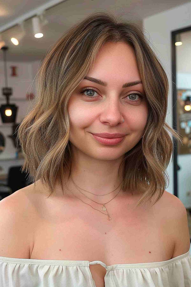 Wavy Bob with Off-Center Part