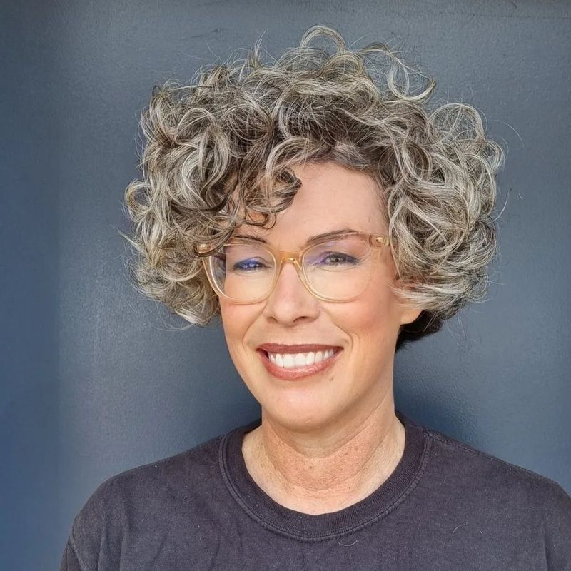 Cropped Curls with Side-Swept Fringe