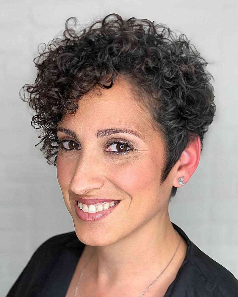 Curly Pixie with Volume on Top