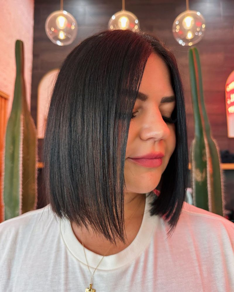 Blunt Mid-Length Cut with Center Part