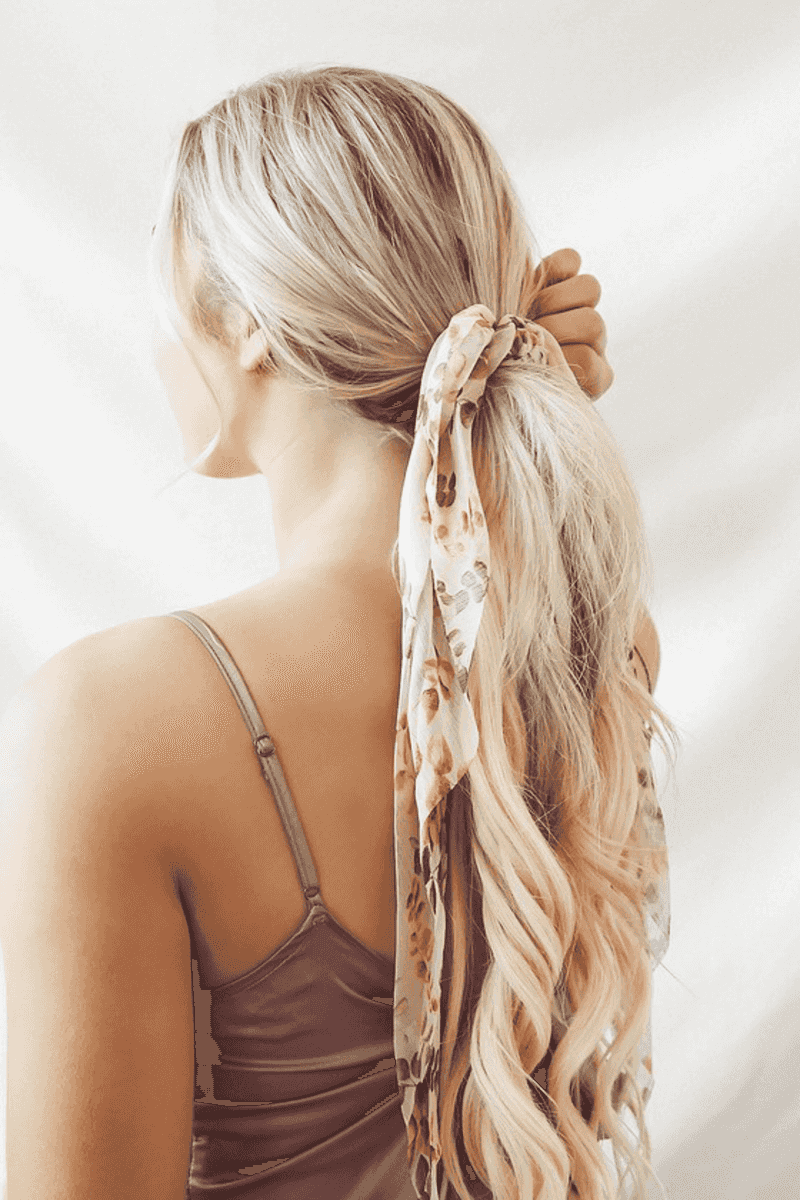 Scarf-Wrapped Ponytail