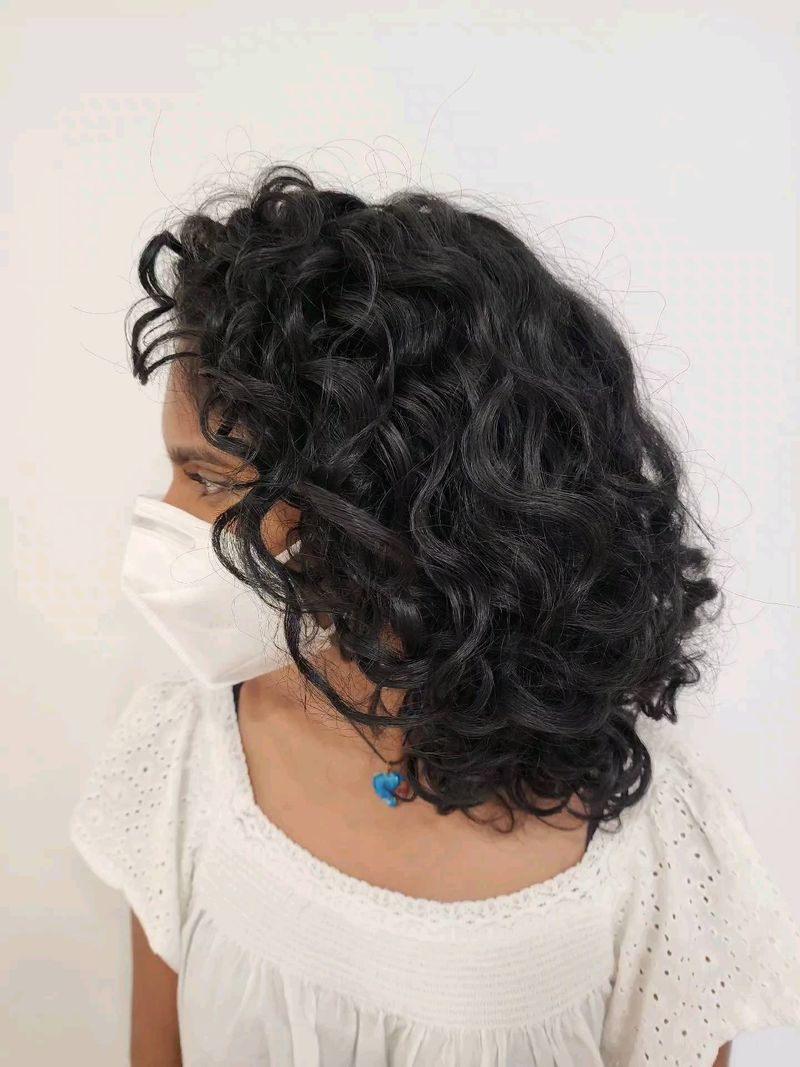 Curly Choppy Lob