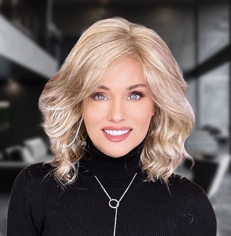 Sophisticated Lob with Side-Swept Bangs