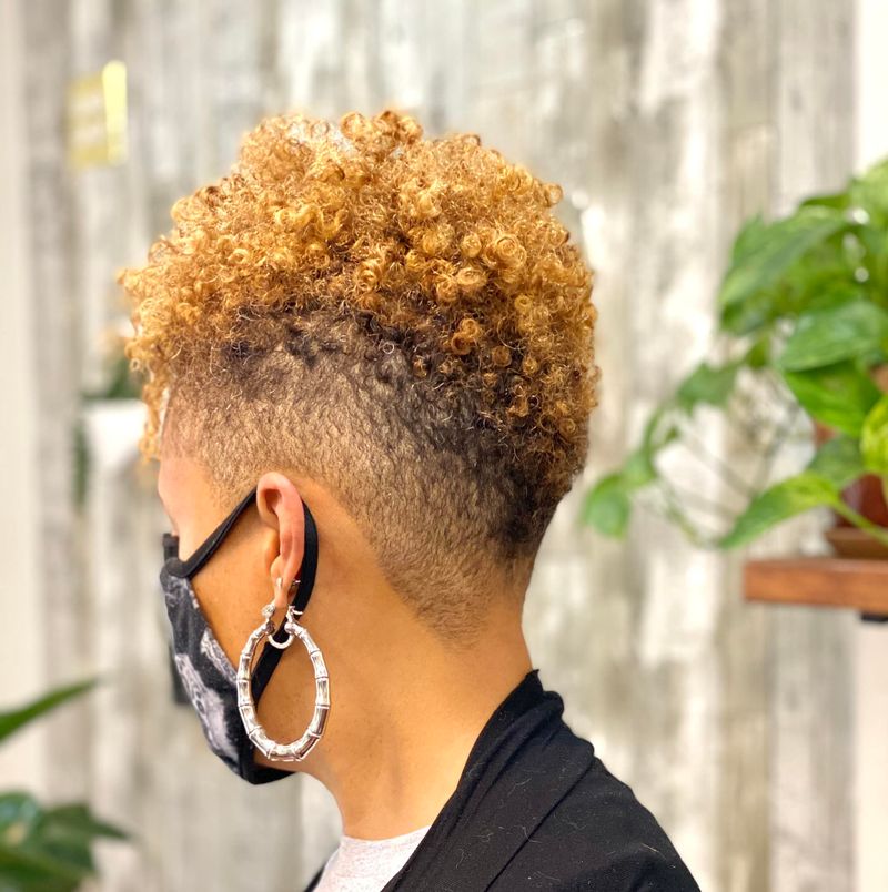 Curly Pixie with Tapered Sides
