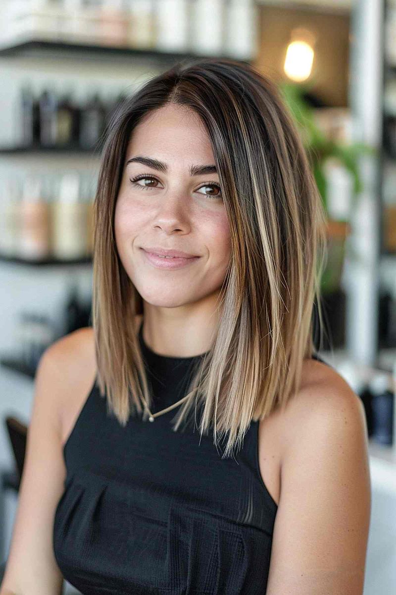Blunt One-Length Hair Past Shoulders