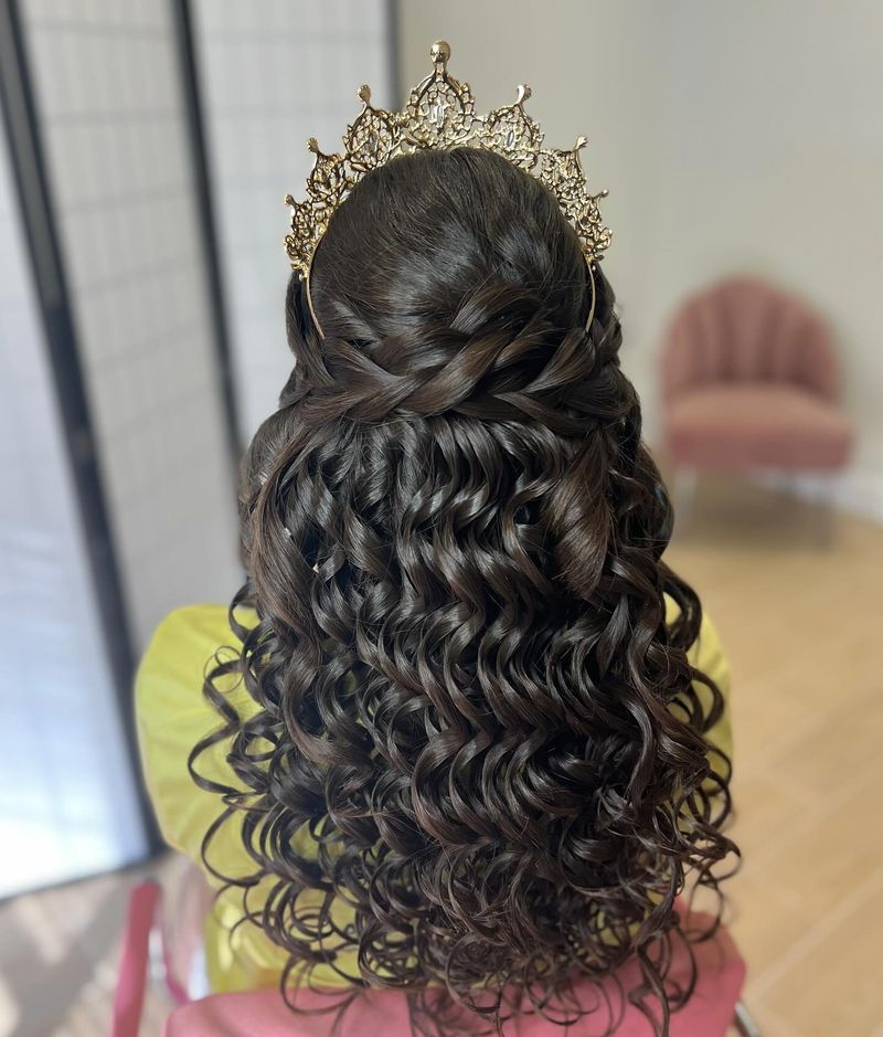 Half-Up Curly Crown