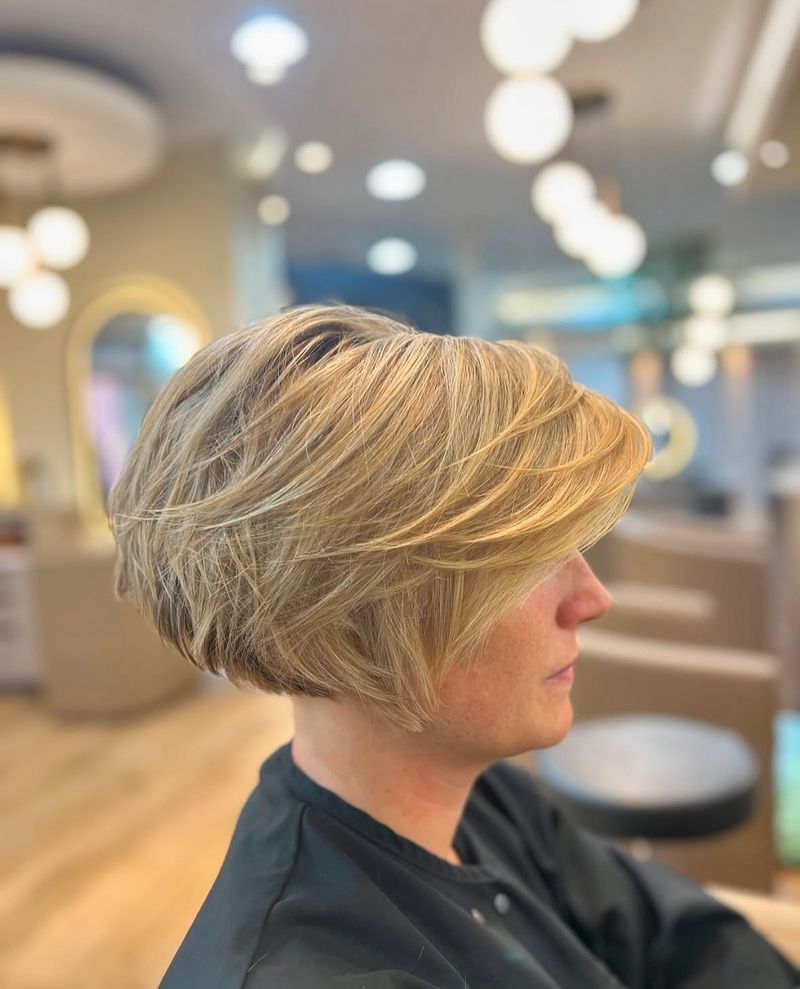 Soft Layered Crop with Side-Swept Fringe