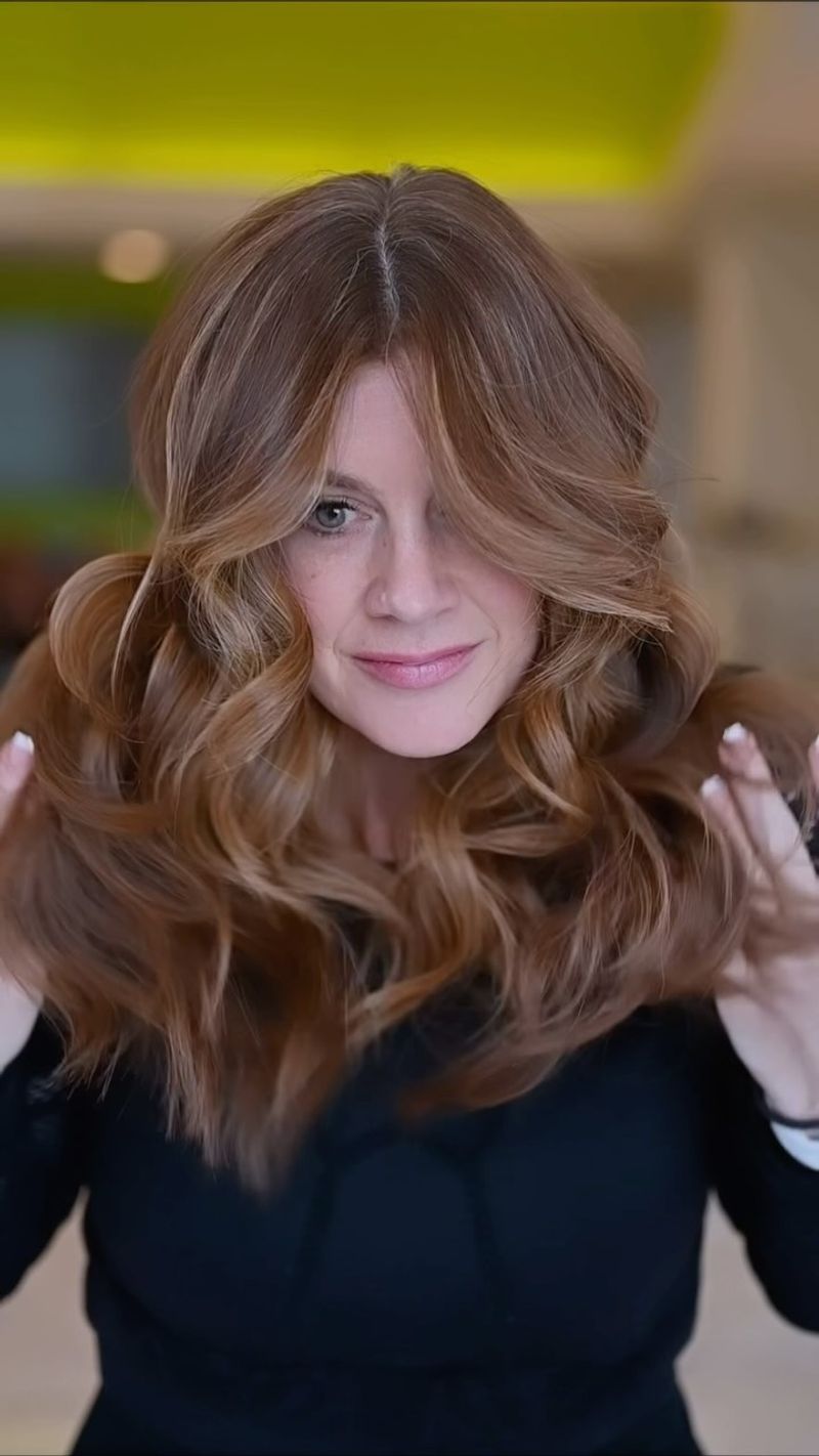 Curtain Bangs with Layered Waves