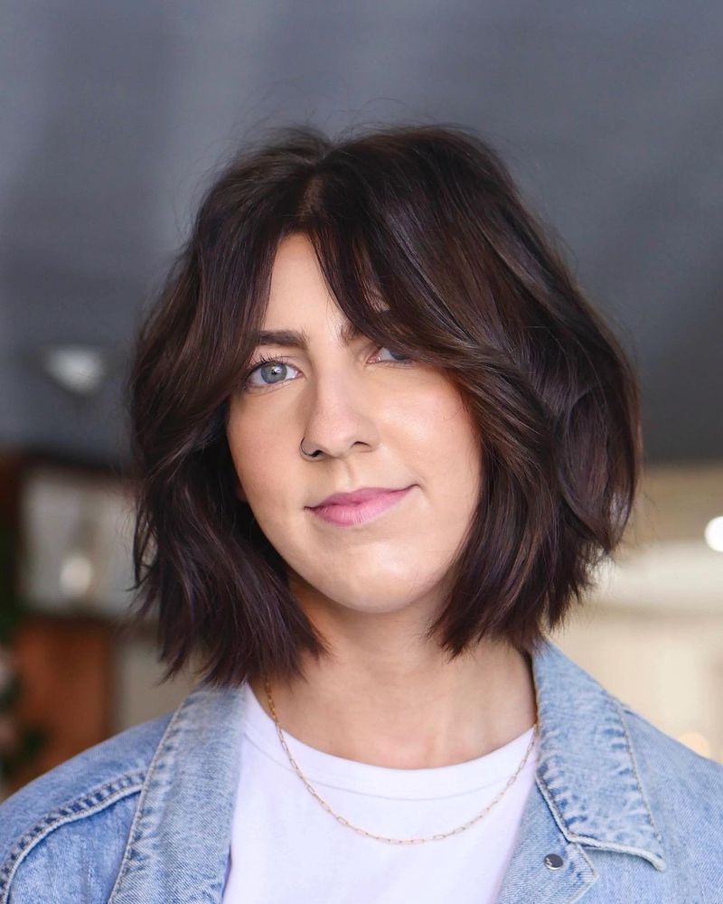 Textured Bob with Curtain Bangs