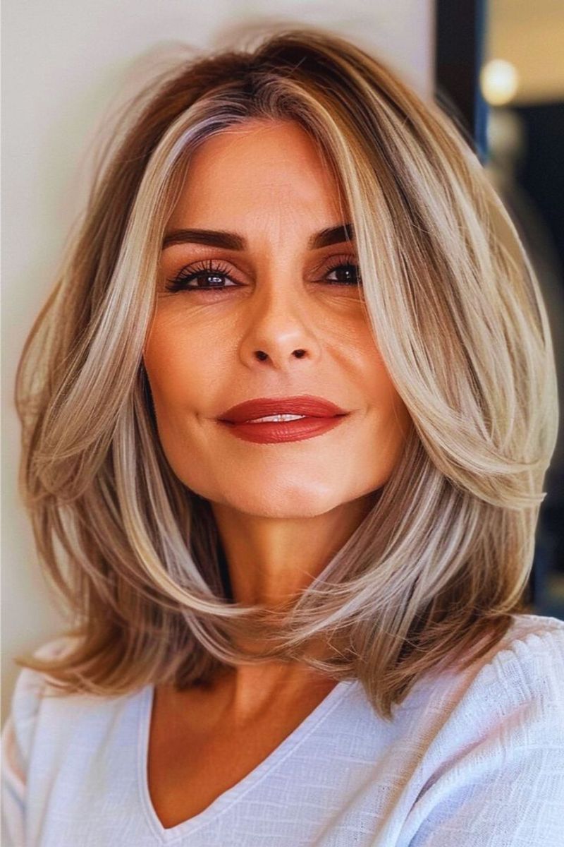 Layered Mid-Length Cut with Face-Framing