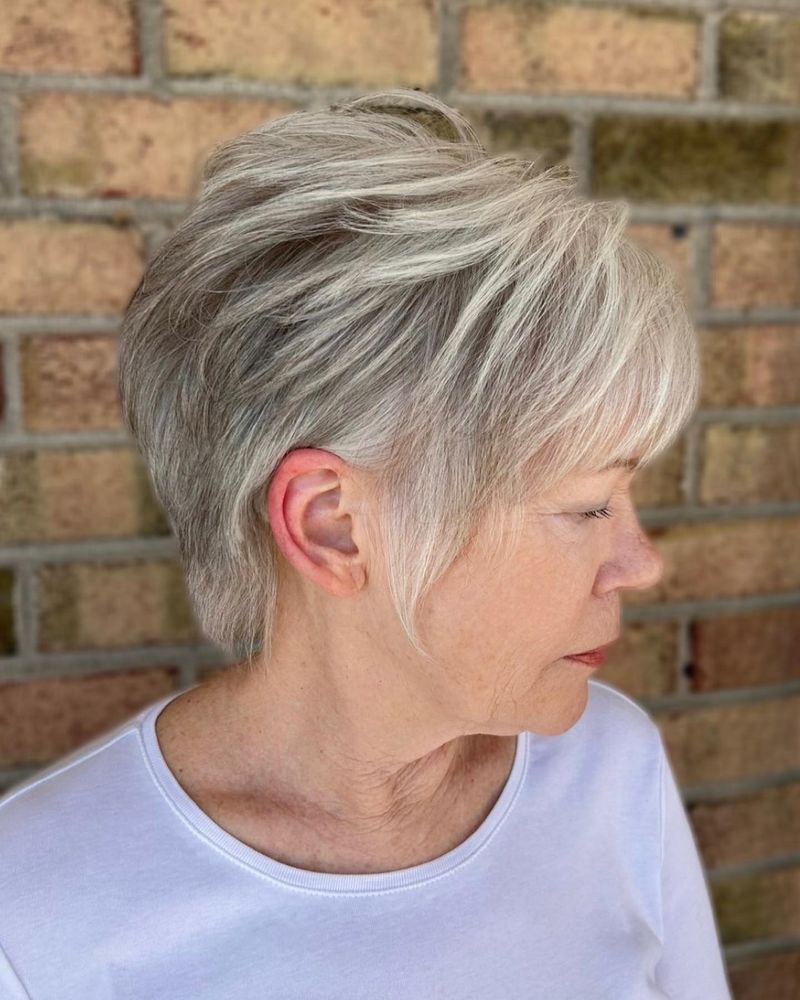 Layered Pixie with Silver Streaks