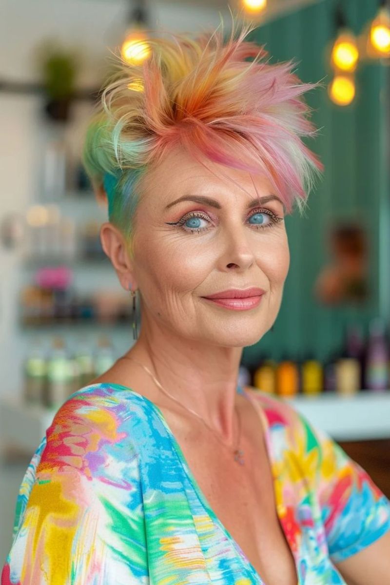 Edgy Pixie with Rainbow Hues