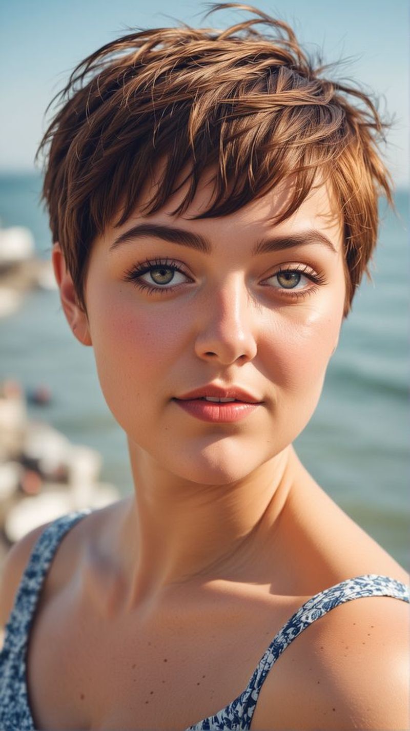 Pixie peinado hacia un lado