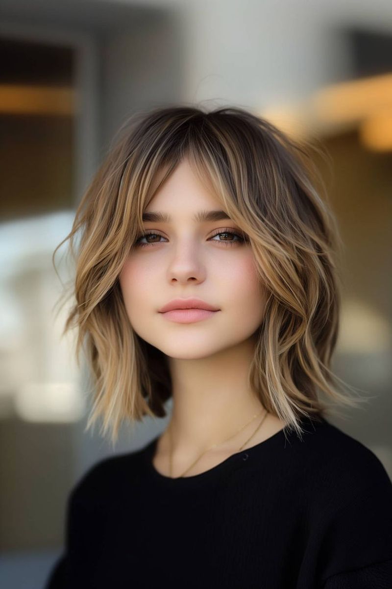 Razor-Cut Lob with Curtain Bangs