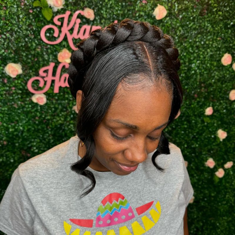 Halo Braid with Curly Tendrils
