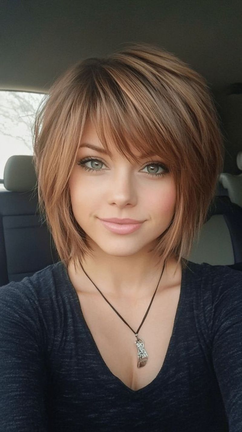 Angled Bob with Feathered Ends