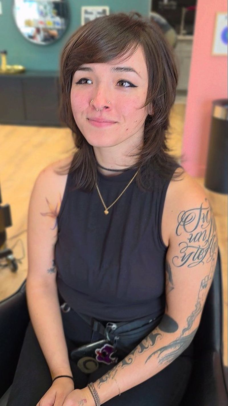 Short Textured Cut With Side-Swept Fringe