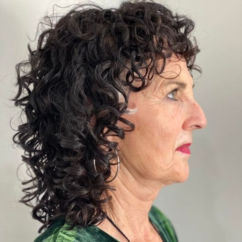 Curly Shag with Side-Swept Bangs