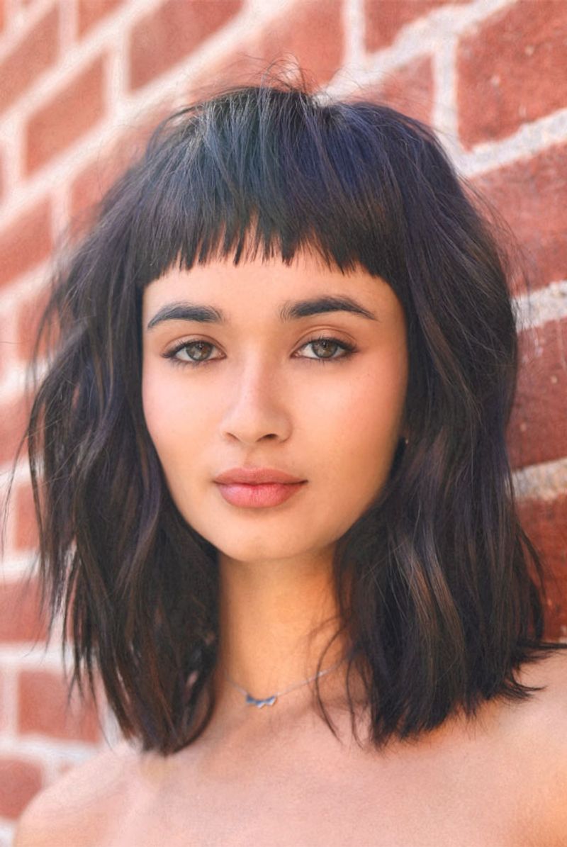 Textured Cut with Micro-Bangs