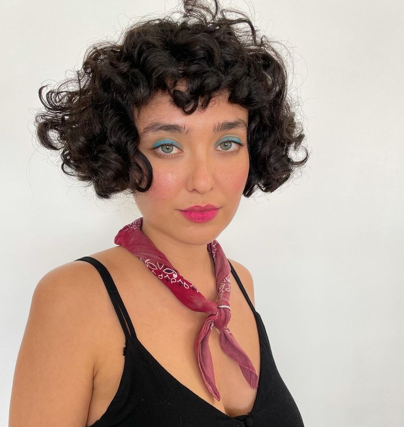 Curly Bob with Micro Bangs