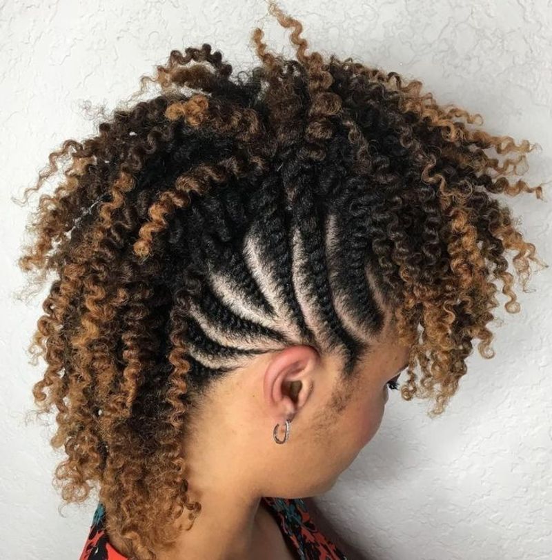 Braided Frohawk with Copper Accents