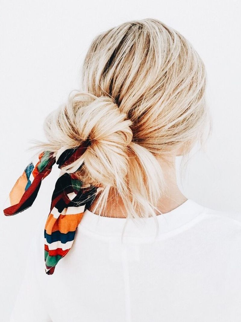 Messy Low Bun with Scarf