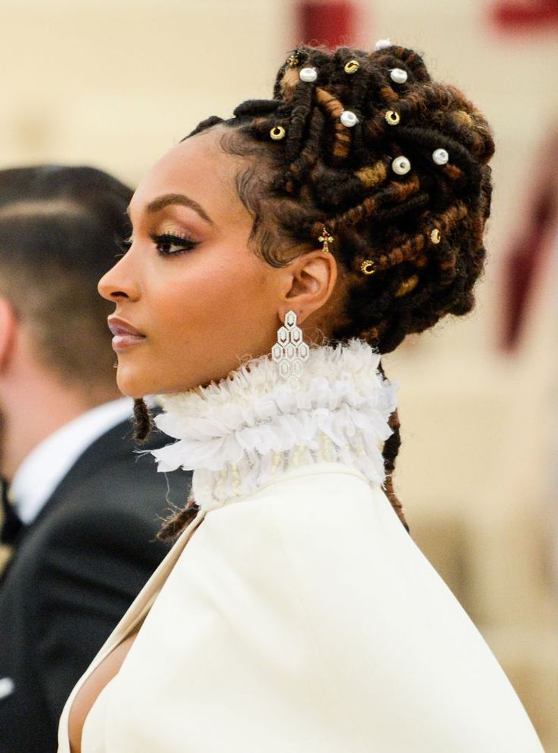 Lush Locs Updo with Wrapped Detail